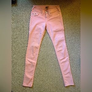 True Religion Pastel Pink Jeans with Glitter Logo
